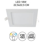 FLAP Led CCT 22.5x22.5 cm recessed spotlight 18w white in aluminium