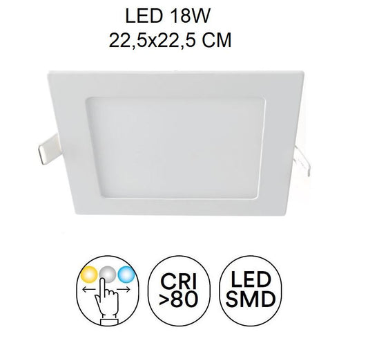 Faretto FLAP Led CCT 22,5x22,5 cm da incasso 18w bianco in alluminio