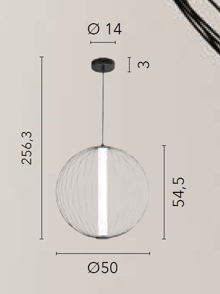 Lampadario SEXTANT CCT 1 Luce 257 cm in Metallo.