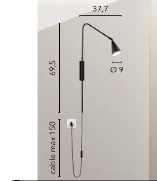 Applique ENEA Orientabile da Parete 69.5 cm Led GU10 In Metallo