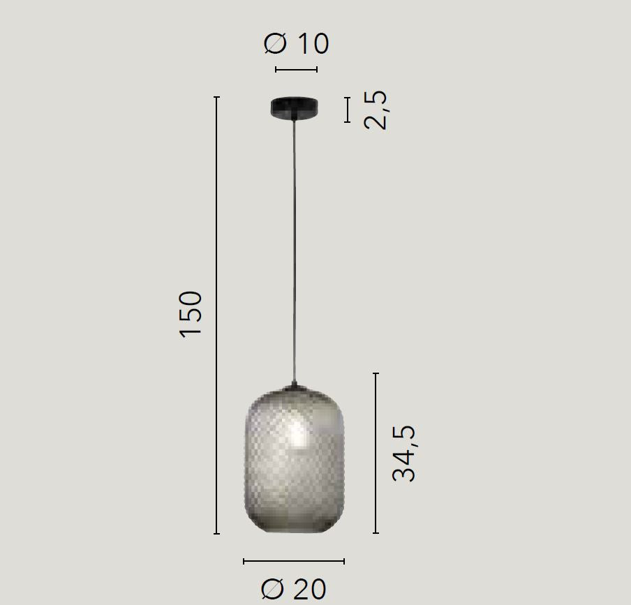 Lampadario ASHFORD a Sospensione E27 20 cm in Vetro