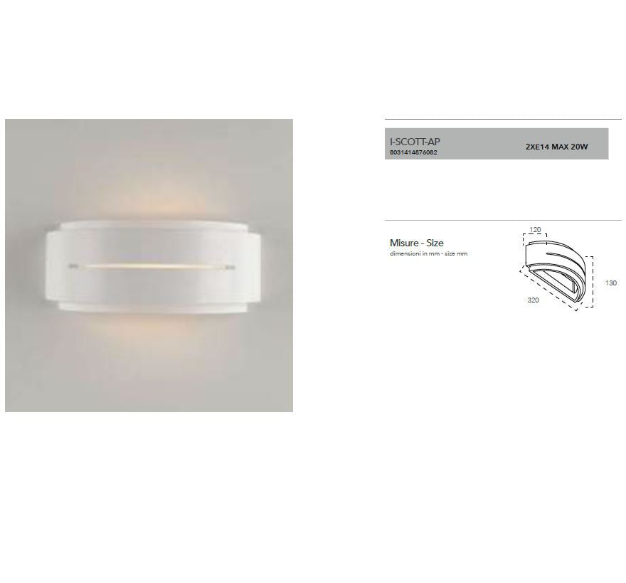 SCOTT 2 Wall Lamp Led Lamp Holder (E27) 32 cm in Plaster