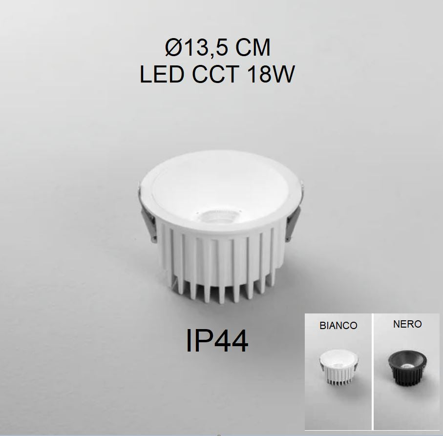 Faretto QUANTUM LED CCT 13,5 cm 18w ad incasso in alluminio