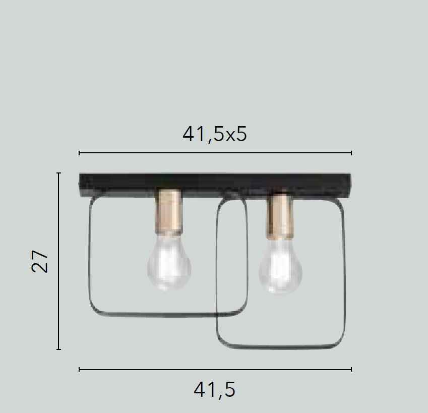 SMITH 2-light LED ceiling lamp (E27) 41.5 cm in metal