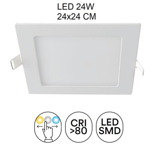 Faretto FLAP Led CCT 24x24 cm da incasso 24w bianco in alluminio