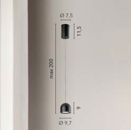 Lampadario YOYO a Sospensione 200 cm Altezza Regolabile In Metallo