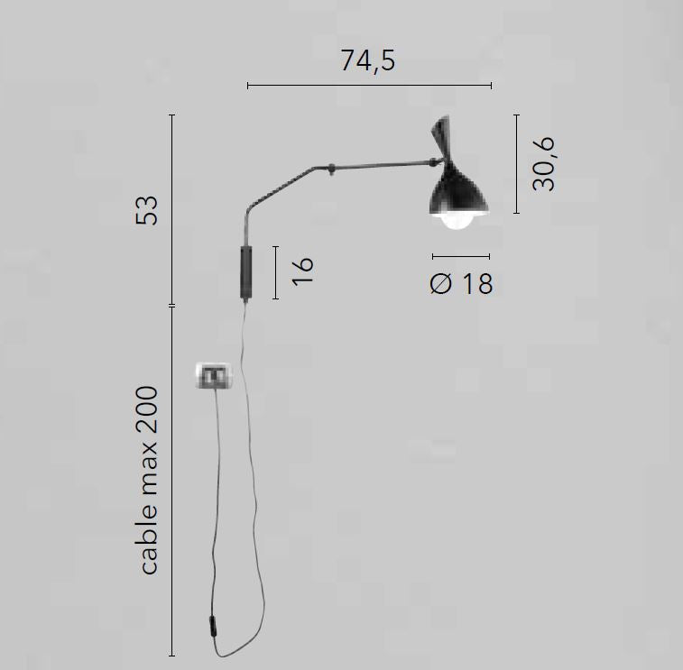 Applique MORGAN Orientabile Led(E27) 74,5 cm In Metallo
