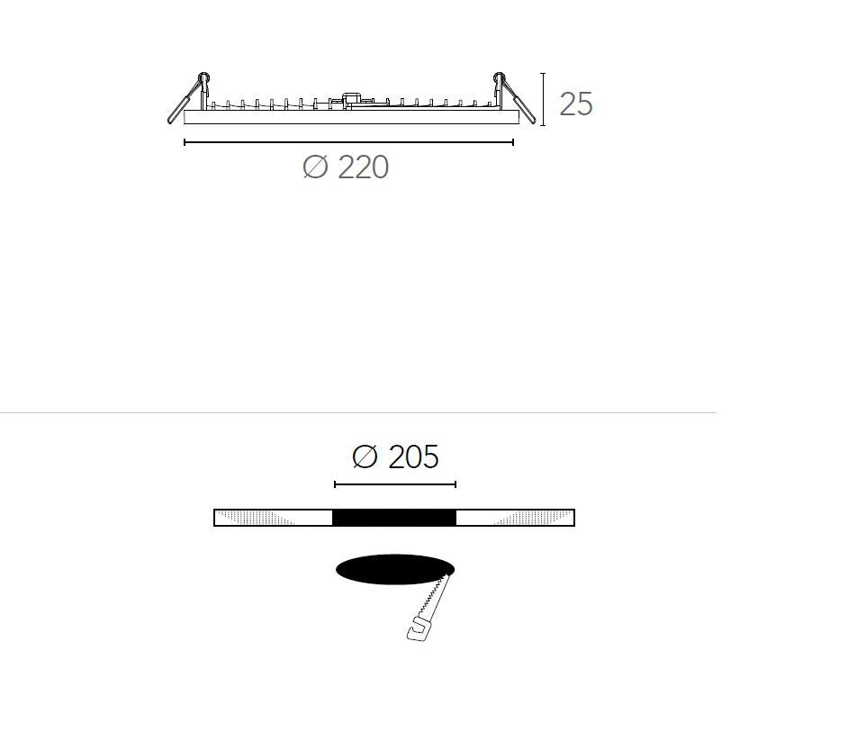Faretto PLUS Led CCT 22 cm da incasso 30w bianco in alluminio