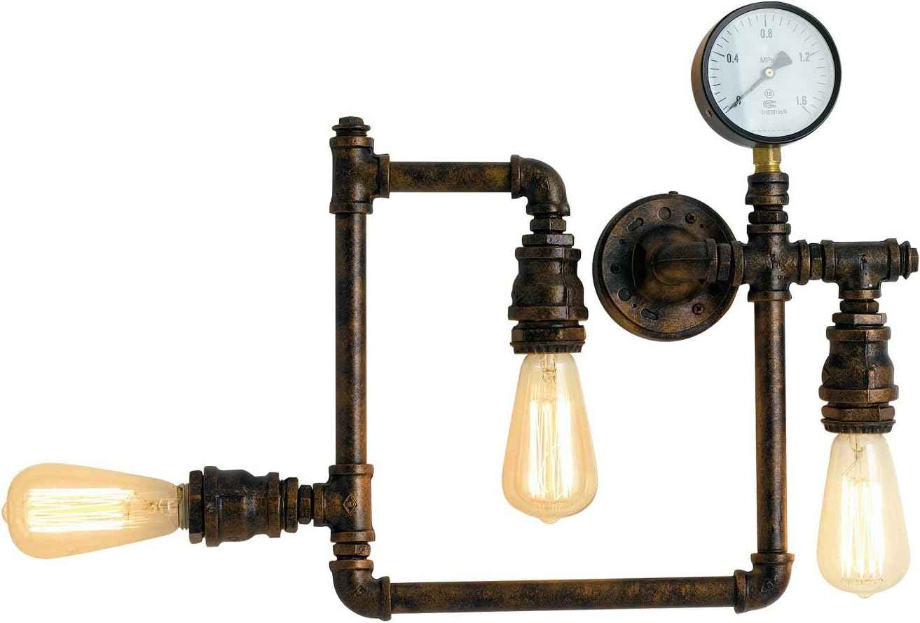 Plafoniera Stile Industriale Tubi Idraulici Metallo Ruggine/Zinco Amarcord PL3 (E27)