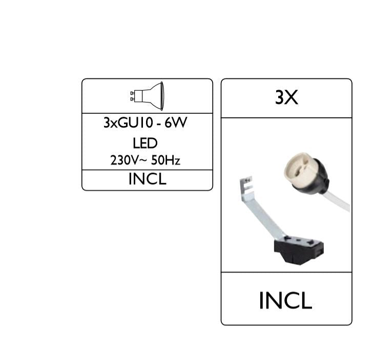 Faretti MATRIX orientabili LED 3 pezzi 10 cm da incasso 5w in metallo