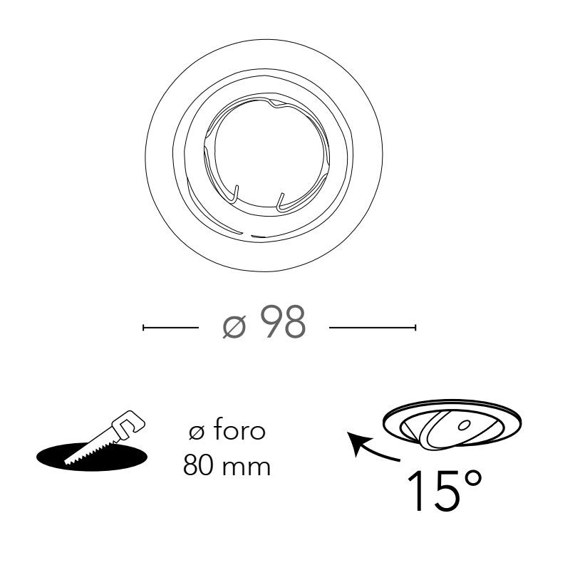 Faretto REFLEX orientabile rotondo 9,8 cm da incasso in metallo