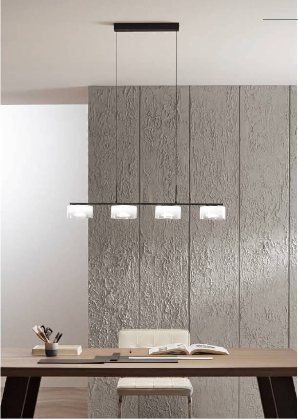 Lampadario EMILY a Sospensione 4 luci 200 cm In Vetro