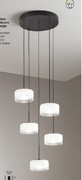 Lampadario EMILY a Sospensione 200 cm 5 luci In Vetro