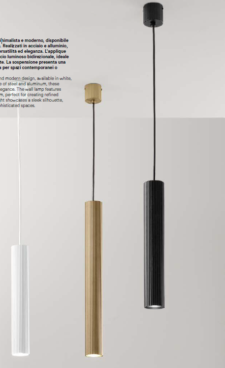 Lampadario LORD Cilindrico a Sospensione Led(GU10) 240 cm In Acciaio e Alluminio