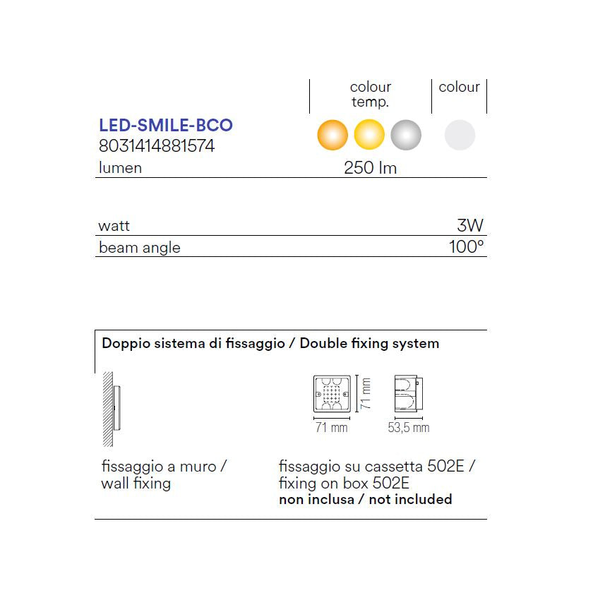 Segnapasso SMILE bianco CCT 11 cm 3 W in Alluminio