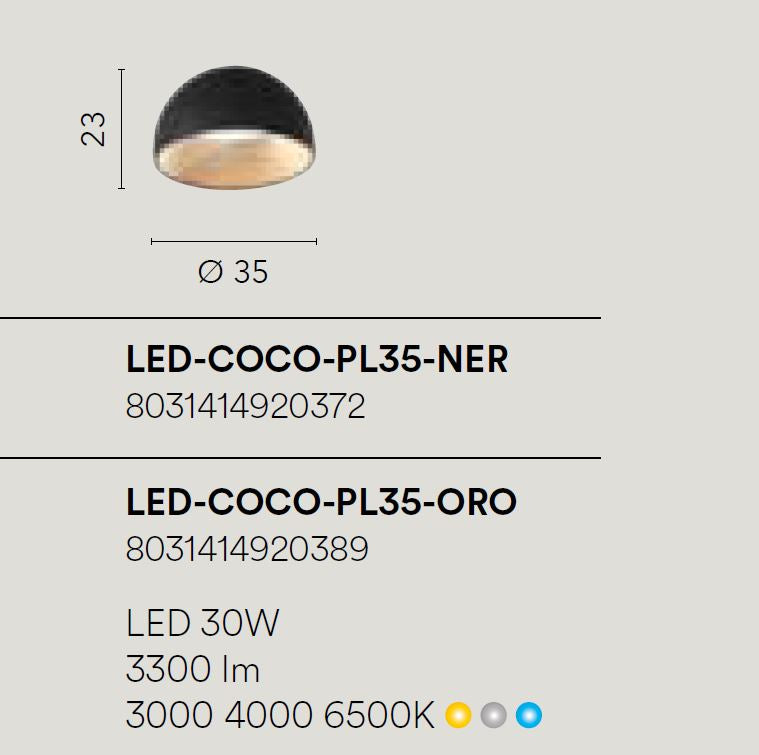 Lampadario COCO CCT 35 cm 30W in Legno a Soffitto