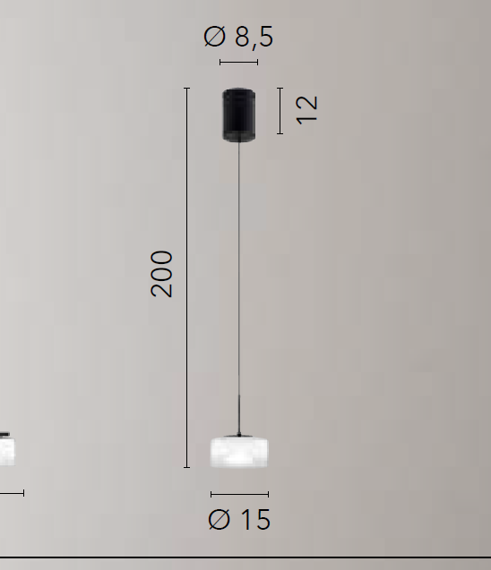 Lampadario EMILY 1 Luce 200 cm in Vetro