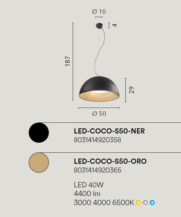Lampadario COCO CCT 50 cm 40W in Legno a Sospensione