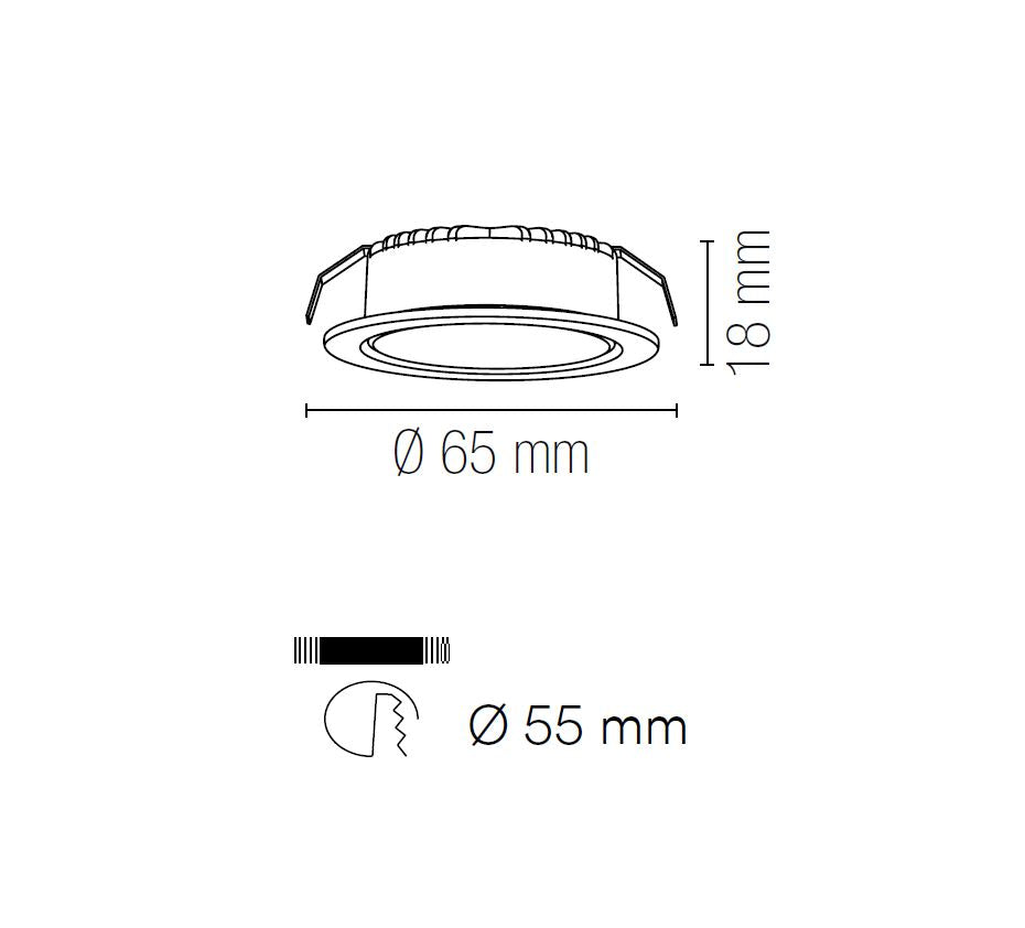 Faretto NEMO bianco LED 6,5 cm 3,5w ad incasso in termoplastica