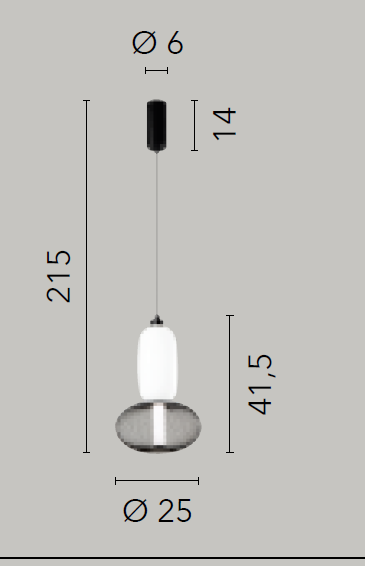Lampadario INKAS S2 CCT a Sospensione 18W 215 cm In Vetro