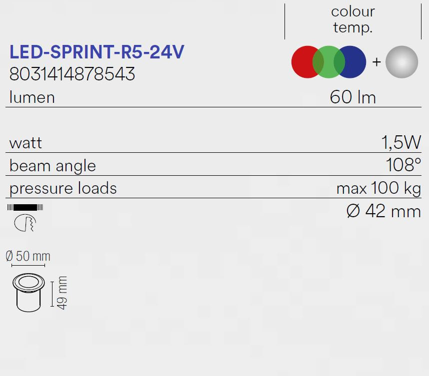 Incasso SPRINT Smart 5 cm 1,5 W RGB in Alluminio