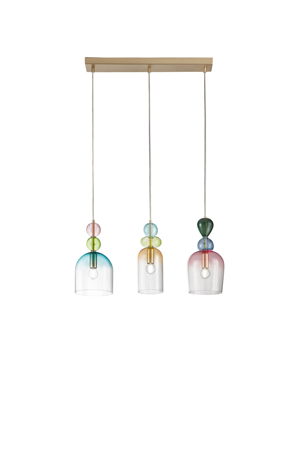 Lampadario I-GAUDI'-S3 trasparente paralume multicolore 3x E14 LUCE (non incluse) AMBIENTE DESIGN