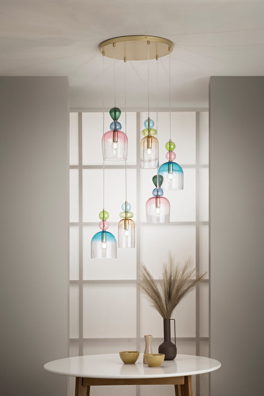 Lampadario GAUDI' 6 PENDENTI IN VETRO 6XE14 57X185,5CM