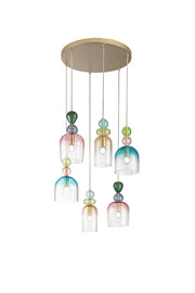 Lampadario GAUDI' 6 PENDENTI IN VETRO 6XE14 57X185,5CM