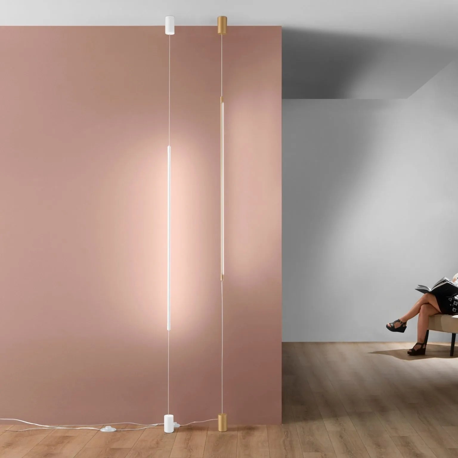 Lampada à suspension LED GRAVITY en métal 15W avec fonction CCT 120 cm