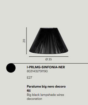 Paralume SINFONIA E27 35 cm in Tessuto