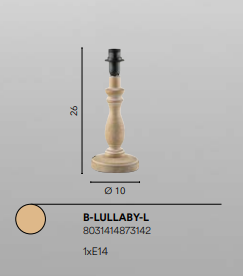 Base LULLABY E14 26 cm in Legno