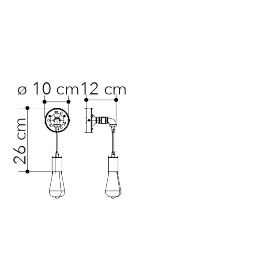 Applique Design Industriel Tuyaux Hydrauliques Amarcord AP1 Métal Rouille/Zinc (E27)