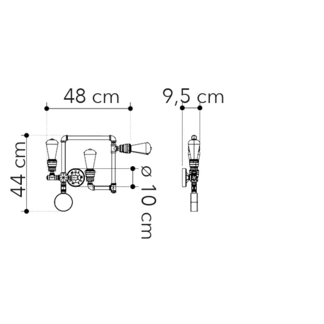 Plafoniera Stile Industriale Tubi Idraulici Metallo Ruggine/Zinco Amarcord PL3 (E27)