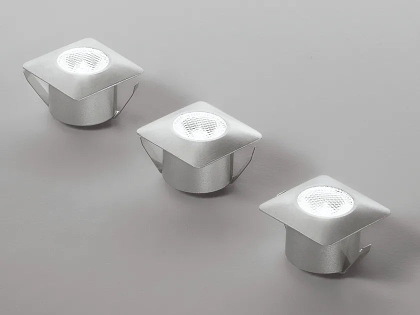 Kit 3 faretti ASSO Da Incasso Quadrati Led 1W in alluminio