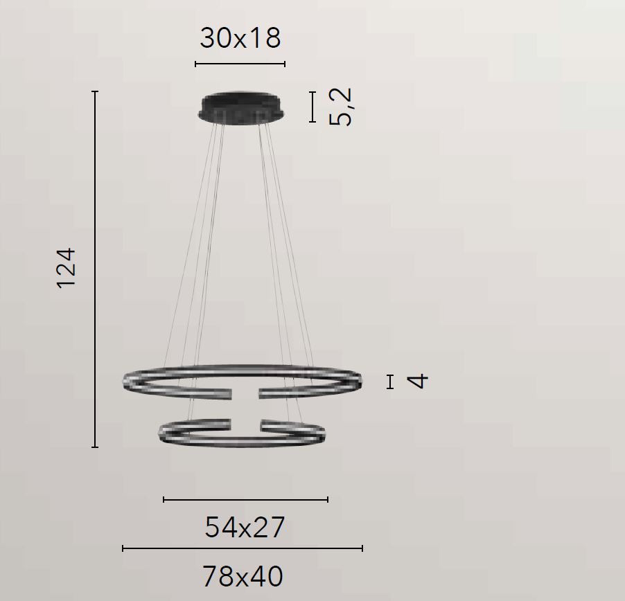 Lampadario CLARKE a sospensione Led 78 cm 60w In Alluminio