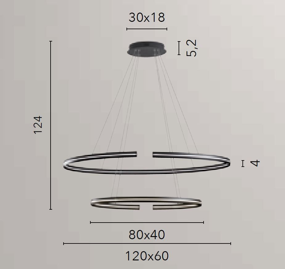 Lampadario CLARKE a sospensione Led 120 cm 88w In Alluminio