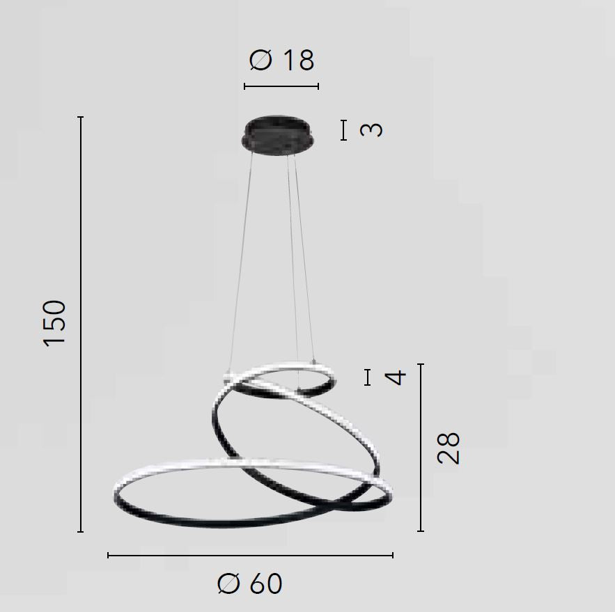 Lampadario COASTER a sospensione CCT Led 60 cm 60w In Silicone