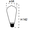 Lampadina smoke 64 mm decorativa LED E27 8W