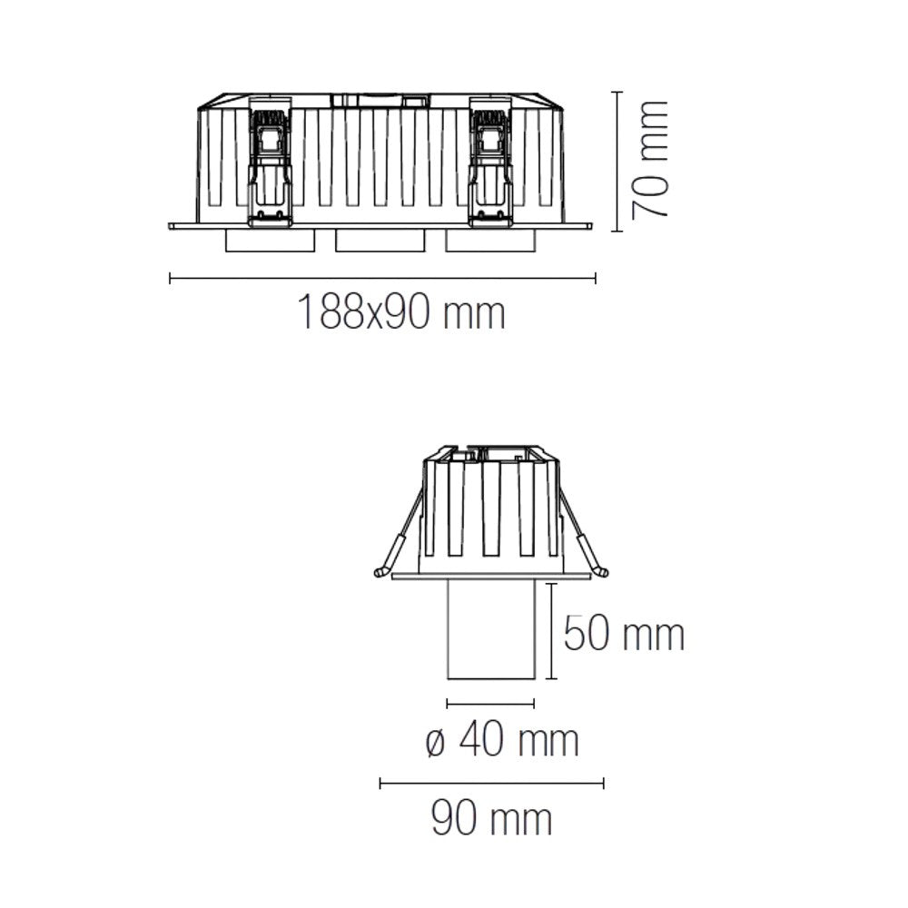 Faretto LED da Incasso Estraibile SIDER 3x6W Triplo CCT 3000K/4000K/6500K CRI80+