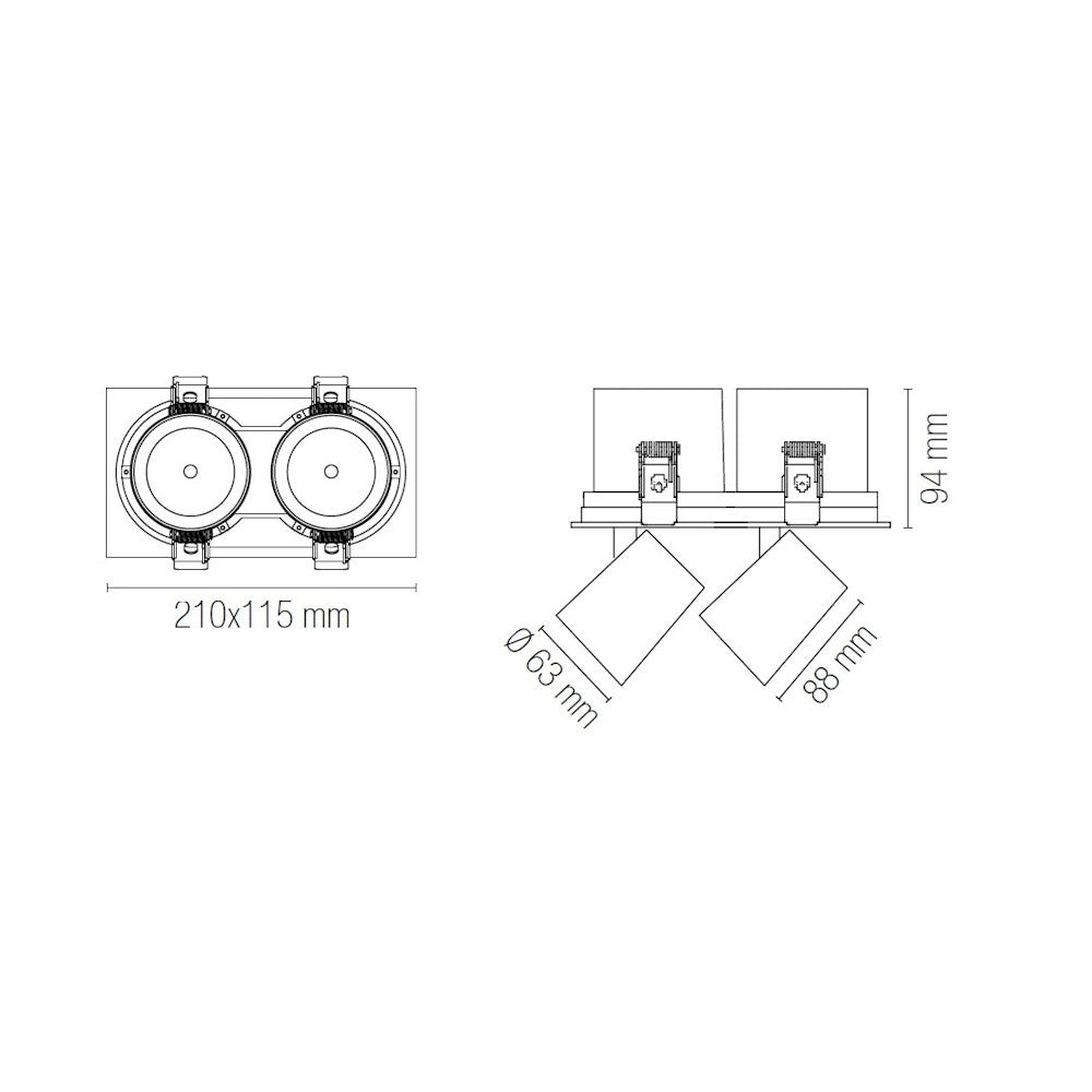 Faretto LED da Incasso Orientabile OUTSIDER 2x15W Doppio CCT 2700K/3200K/4000K CRI90+