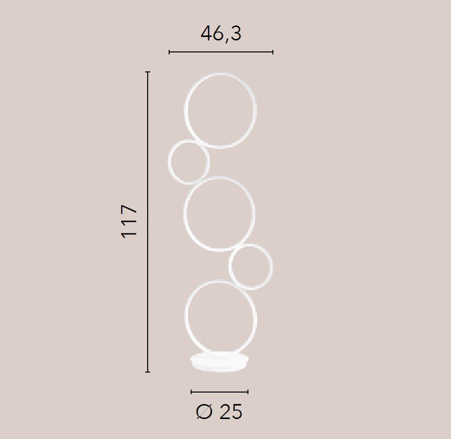 Lampada FREDY Con Base 5 Cerchi CCT 25 cm 36W in Alluminio
