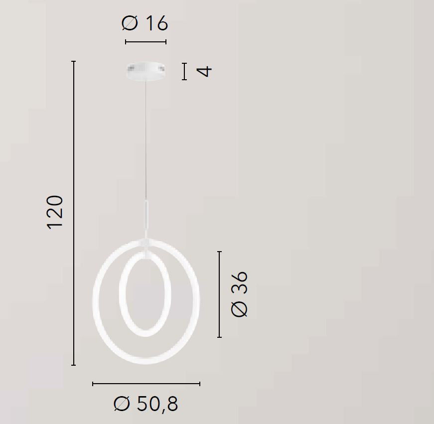 Lampadario Led Moderno Doppio Anello Luminoso 50w 4000k