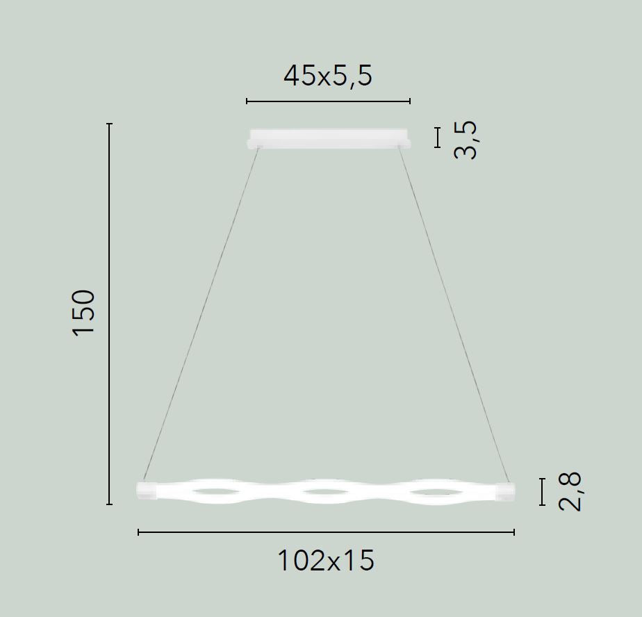 Lampadario Led Tubi Acrilico Design Ondulato 40w 4000k