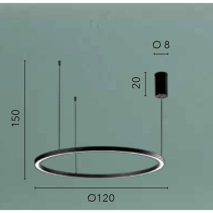 Lampadario HOOP CCT Led Grande Anello D.120 cm In acrilico