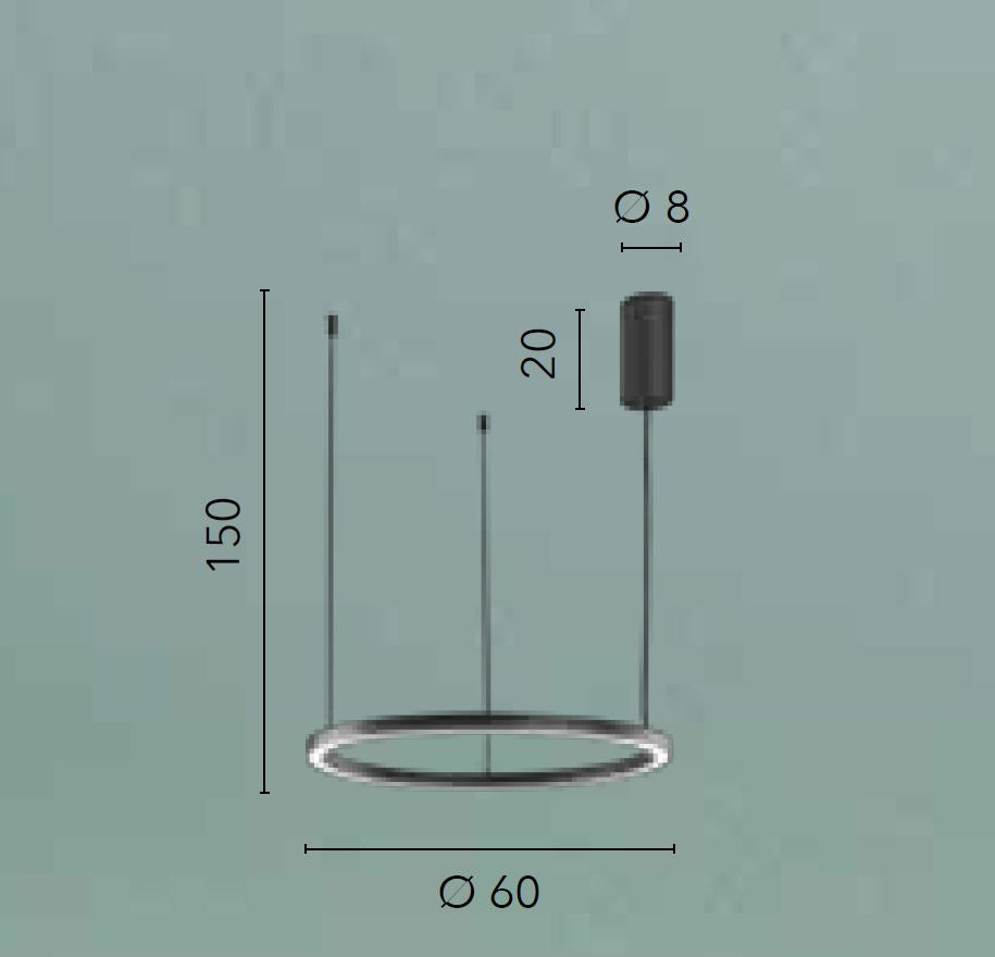 Lampadario Moderno Led Anello D.60 cm Luce Selezionabile