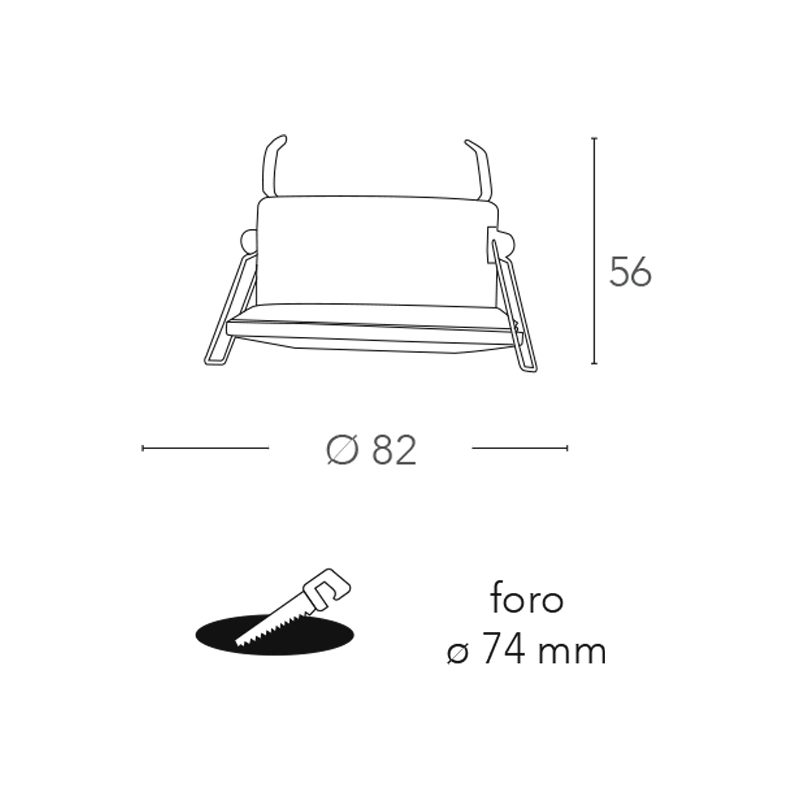 Faretto VIPER rotondo 8.2 cm da incasso in metallo e diffusore in vetro satinato