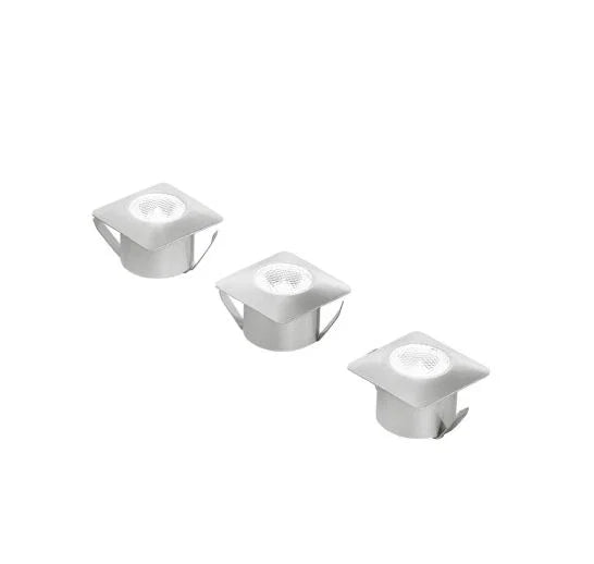 Incasso LED Asso silver quadrato 1,2W 300lm 4000K 3,2x3,2x2,2 cm, 3 pezzi