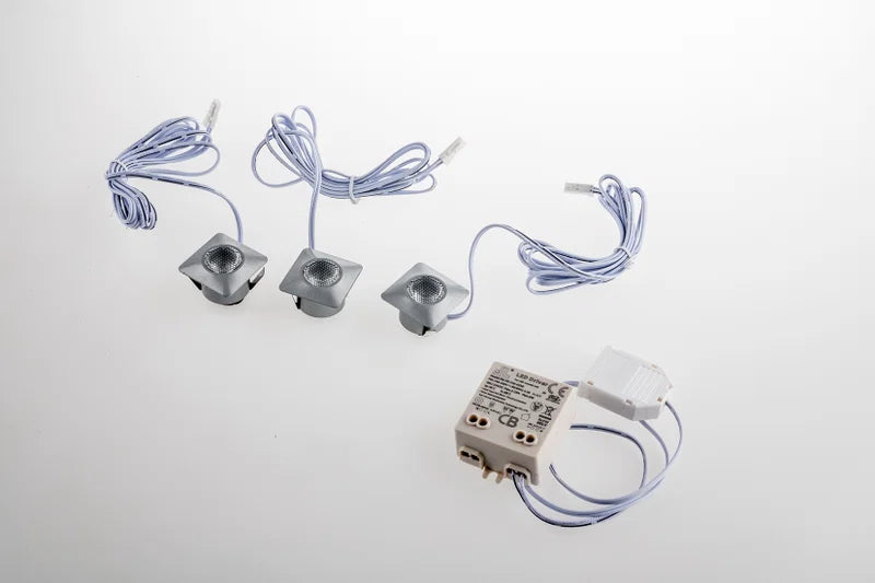 Incasso LED Asso silver quadrato 1,2W 300lm 4000K 3,2x3,2x2,2 cm, 3 pezzi