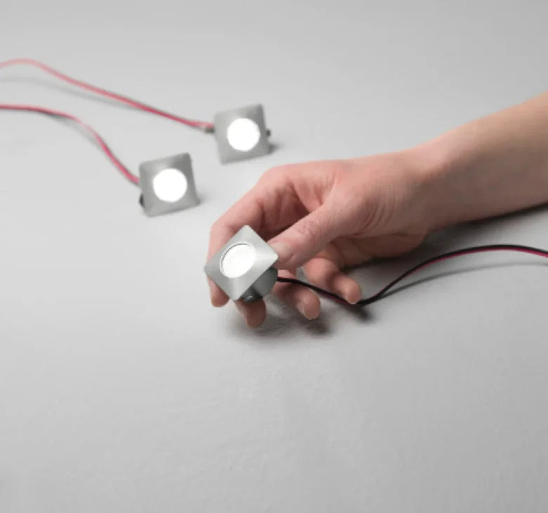 Incasso LED Asso silver quadrato 1,2W 300lm 4000K 3,2x3,2x2,2 cm, 3 pezzi