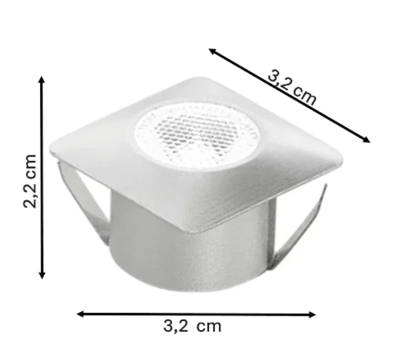 Incasso LED Asso silver quadrato 1,2W 300lm 4000K 3,2x3,2x2,2 cm, 3 pezzi